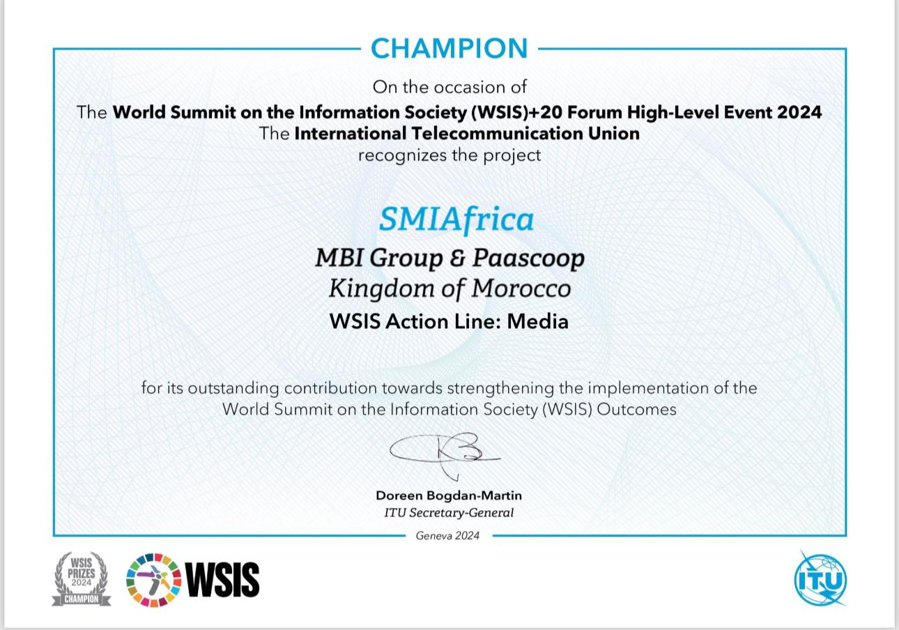 مبادرة الاعلام الذكي لإفريقيا تفوز بجائزة القمة العالمية مجتمع المعلومات